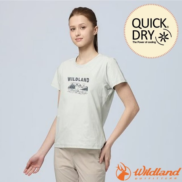 【荒野 WildLand】女 輕量抗UV吸排快乾機能印花T.圓領短袖T恤.休閒運動衫/0B31651-199 北歐白✿30E010